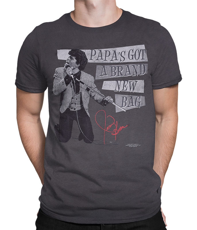 James Brown Papa's Got a Brand New Bag Grey Athletic T-Shirt Tee Liquid Blue