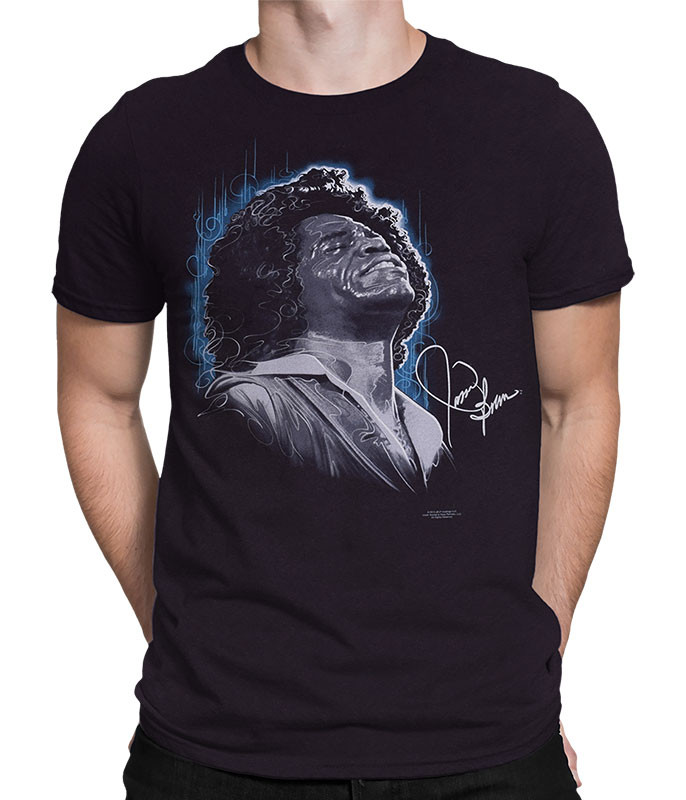 James Brown Godfather of Soul Black Athletic T-Shirt Tee Liquid Blue