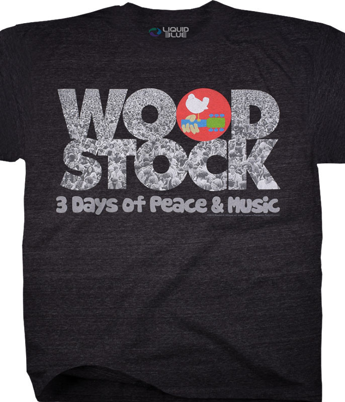 Woodstock Half a Million Strong Dark Heather Tri-Blend T-Shirt Tee Liquid Blue