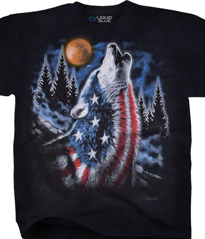 Americana American Howl Tie-Dye T-Shirt Tee Liquid Blue