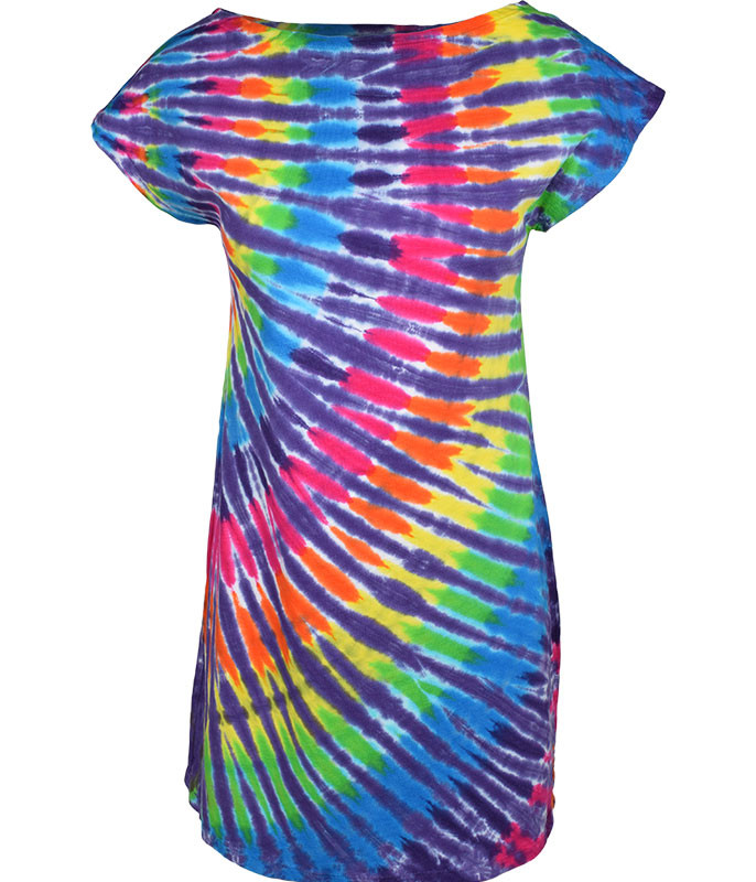 Unprinted Rainbow Purple Streak Unprinted Womens Tie-Dye Sundress Tee Liquid Blue