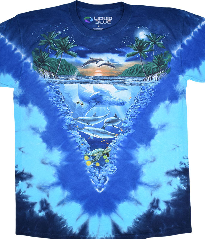 Aquatic Night Time Dive Tie-Dye T-Shirt Tee Liquid Blue