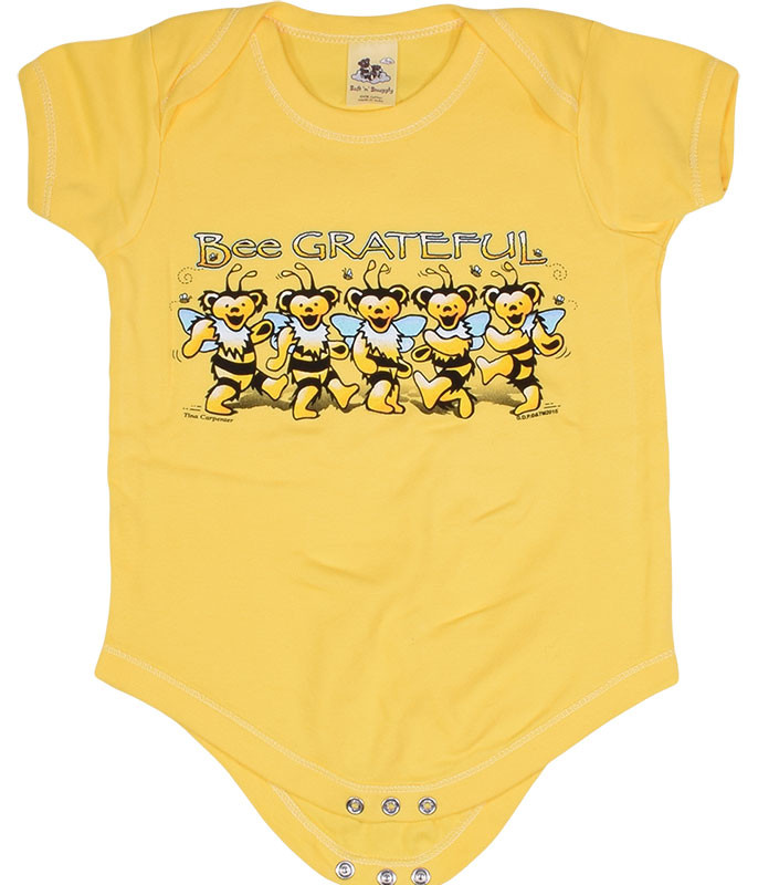 Grateful Dead GD Bee Grateful Yellow Onesie