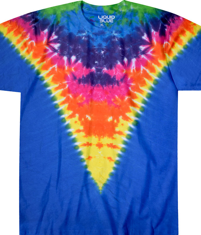 Rainbow Krinkle V Unprinted Tie-Dye T-Shirt Tee Liquid Blue