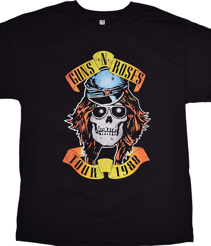 Guns N Roses GNR Appetite 1988 Tour Black T-Shirt Tee Liquid Blue