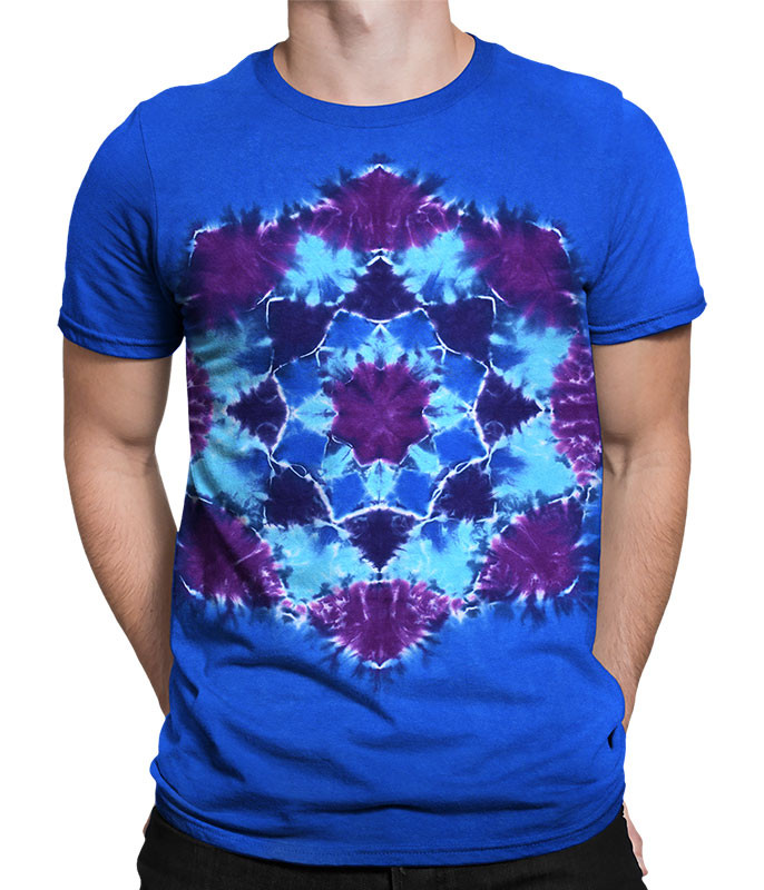 Blue Mandala Unprinted Tie-Dye T-Shirt Tee Liquid Blue