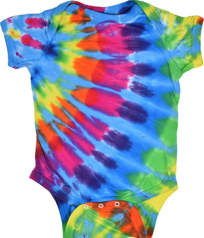 Unprinted Rainbow Blue Streak Tie-Dye Onesie Liquid Blue