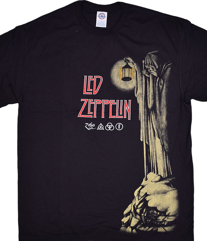 Led Zeppelin Hermit Black T-Shirt Tee Liquid Blue