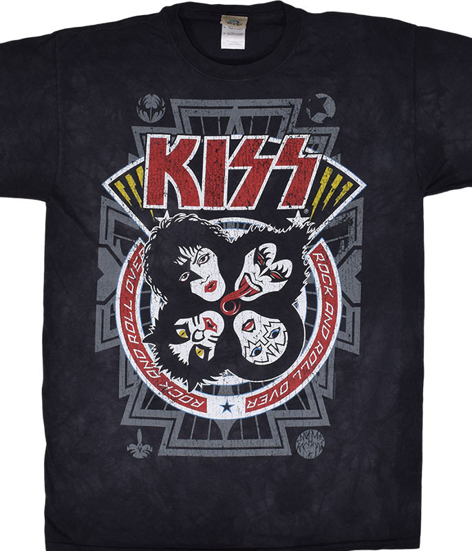 KISS Rock and Roll Over Tie-Dye T-Shirt Tee Liquid Blue