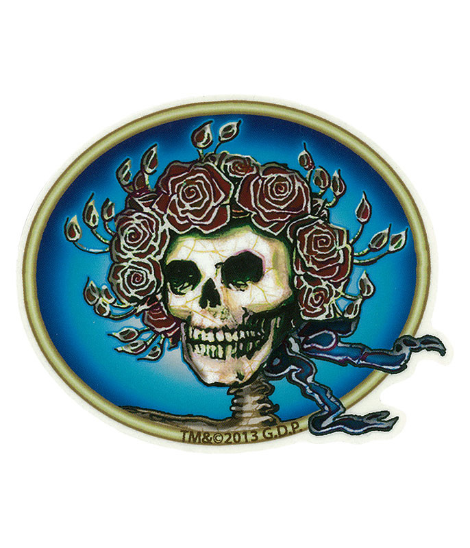 Grateful Dead GD Skull & Roses Mini Sticker Liquid Blue Grateful Dead GD Skull & Roses Mini Sticker Liquid Blue