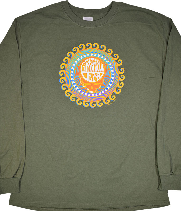 Grateful Dead GD Orange Sunshine Green Long Sleeve T-Shirt Tee