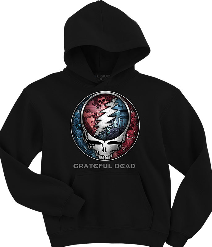 Grateful Dead Bertha SYF Black Hoodie Liquid Blue