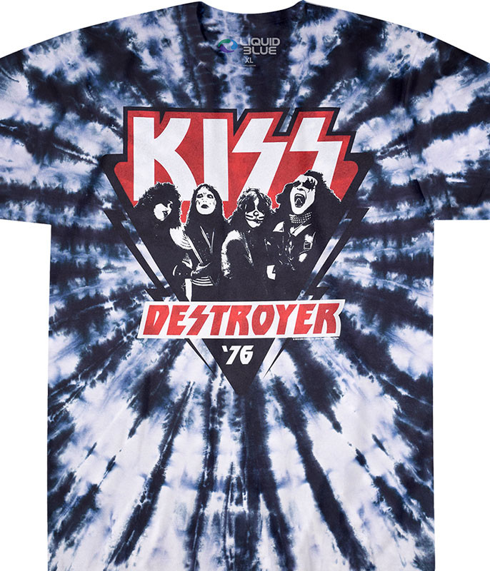 KISS Destroyer '76 Tie-Dye T-Shirt Tee Liquid Blue