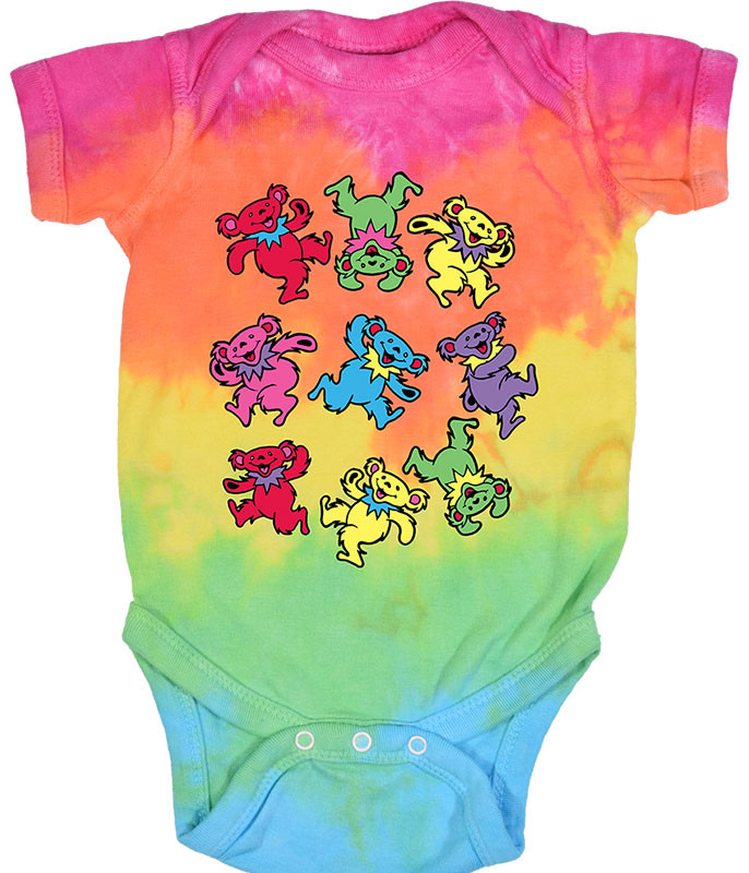 Grateful Dead Spiral Bears Tie-Dye Onesie Liquid Blue