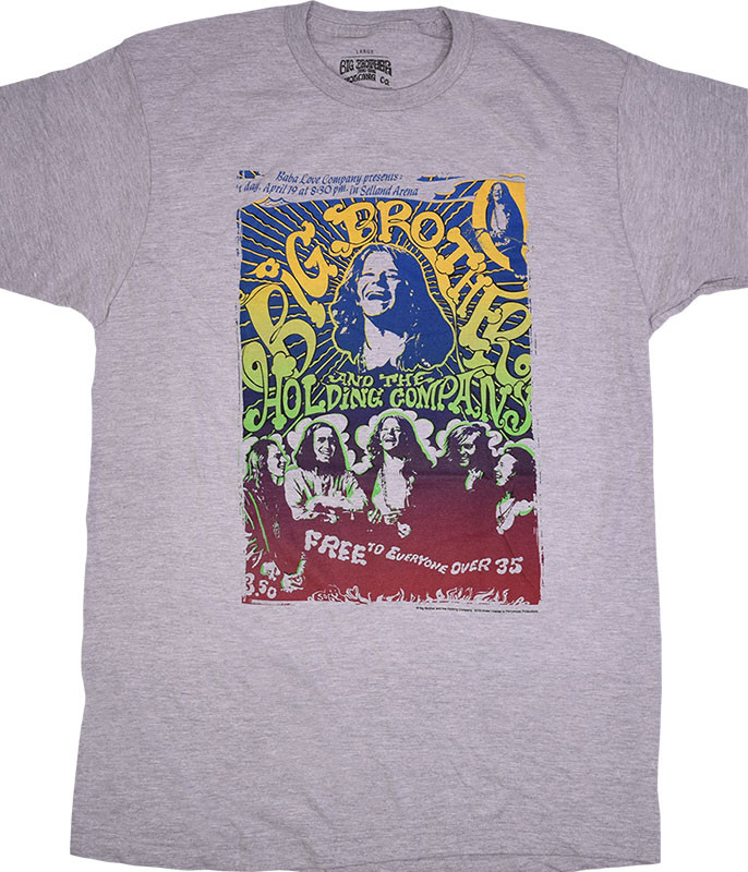 Janis Joplin Big Brother Vintage Handbill Heather Grey Poly-Cotton T-Shirt Tee