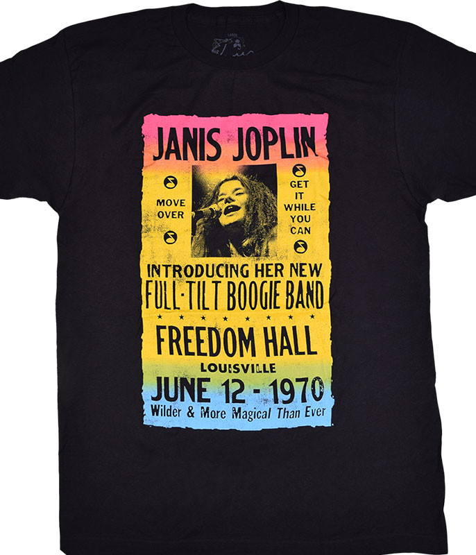 Janis Joplin Freedom Hall Poster Black T-Shirt Tee