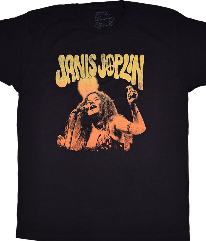 Janis Joplin Live Black Athletic T-Shirt Tee