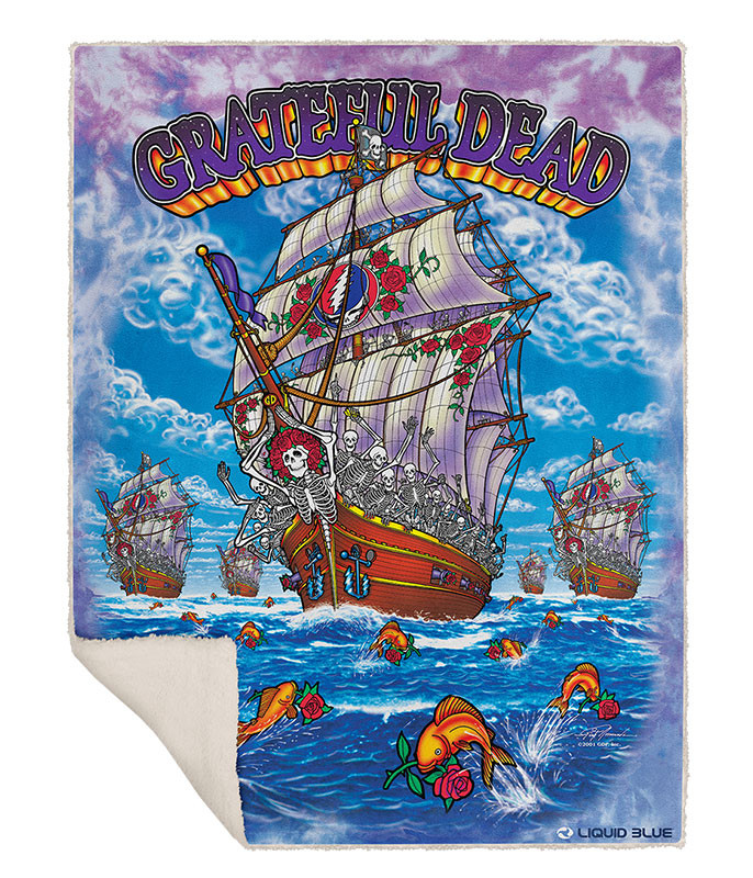 Grateful Dead Ship of Fools Fleece Throw Blanket Liquid Blue