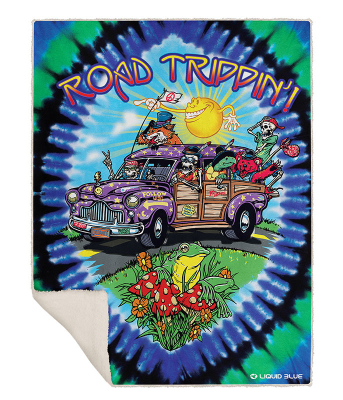 Road Trippin' Fleece Throw Blanket Liquid Blue