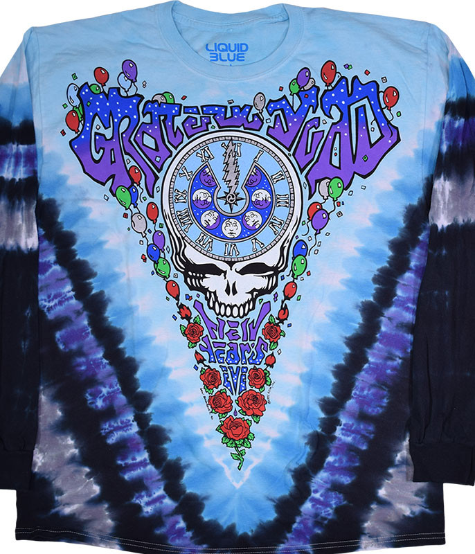 Grateful Dead Midnight Hour Tie-Dye Long Sleeve T-Shirt Tee Liquid Blue