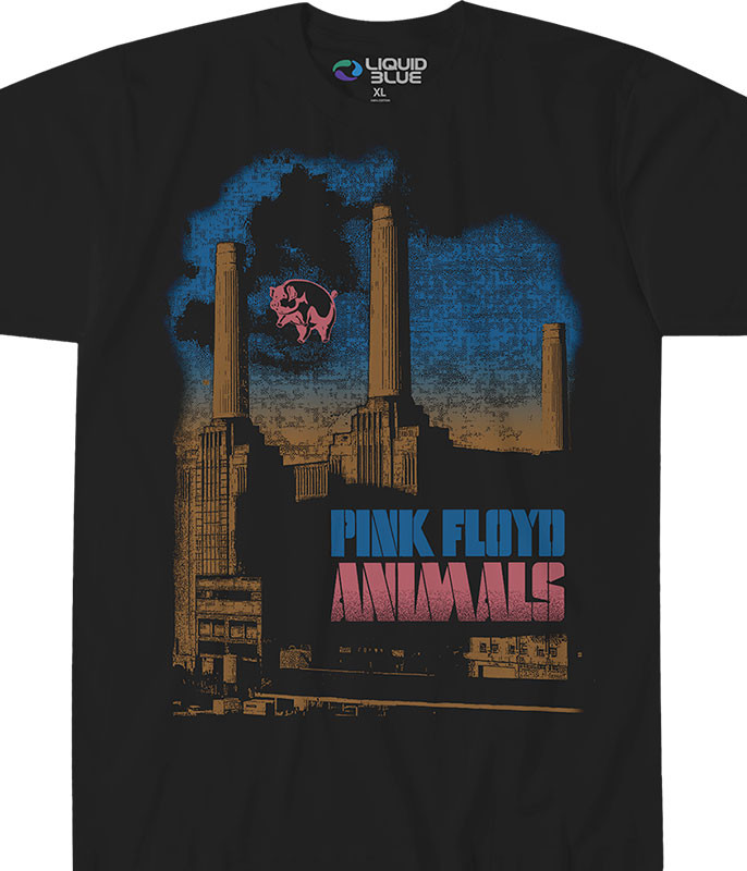 Pink Floyd Pig Stain Black Athletic T-Shirt Tee Liquid Blue