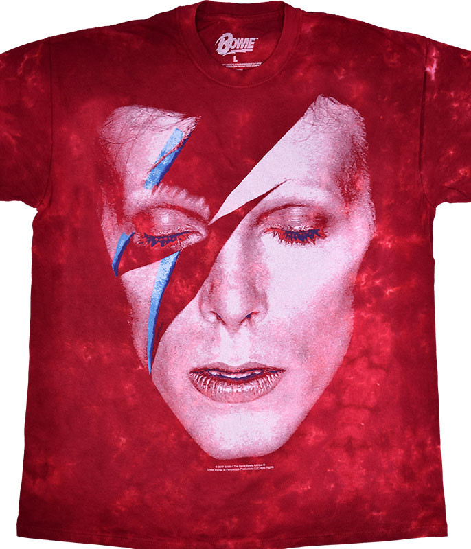 David Bowie Aladdin Sane Tie-Dye T-Shirt Tee Liquid Blue