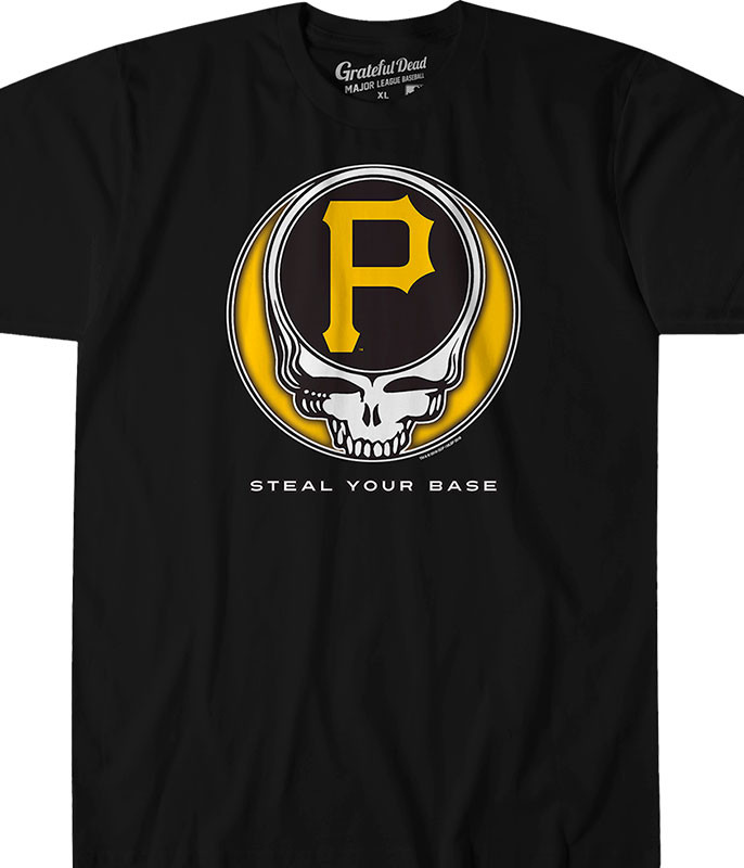 MLB Pittsburgh Pirates GD Steal Your Base Black Athletic T-Shirt Tee Liquid Blue