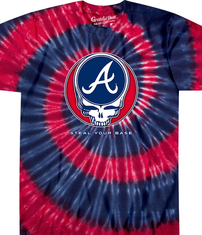 MLB Atlanta Braves GD Steal Your Base Tie-Dye T-Shirt Tee Liquid Blue