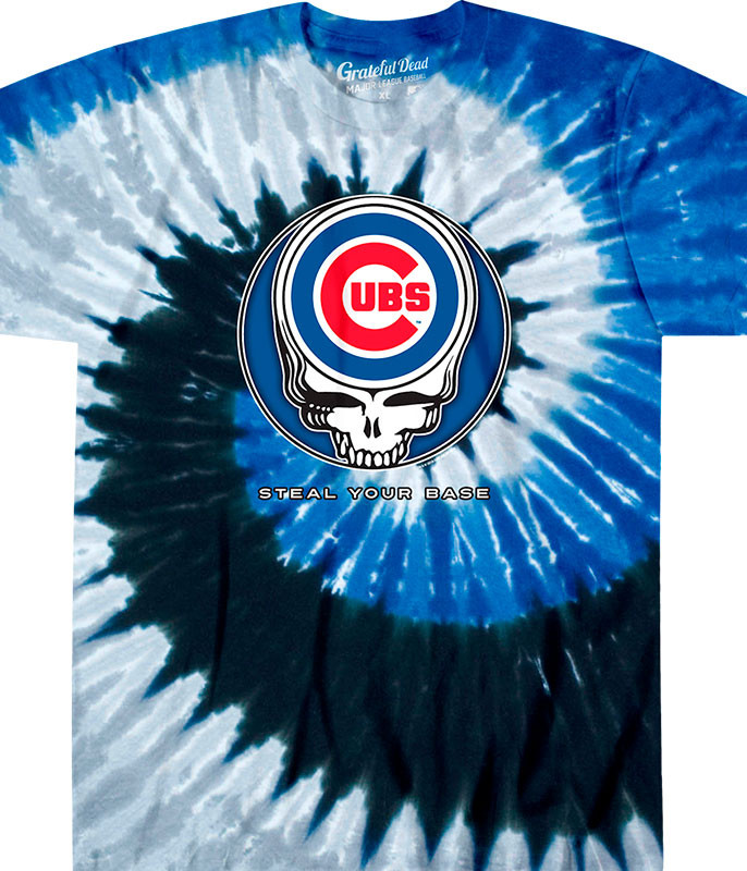 Chicago Cubs Tie Dye T Shirt Blue Custom Print XL ***Stained*** See Pic