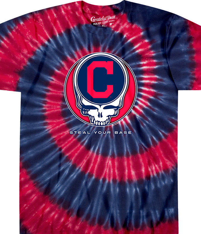 MLB Cleveland Guardians GD Steal Your Base Tie-Dye T-Shirt Tee Liquid Blue