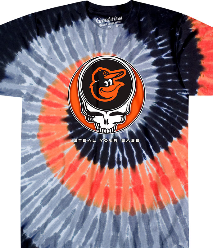 MLB Baltimore Orioles GD Steal Your Base Tie-Dye T-Shirt Tee Liquid Blue