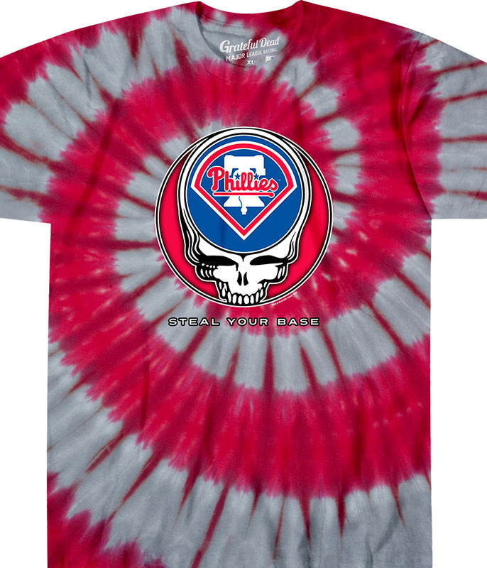 MLB Philadelphia Phillies GD Steal Your Base Tie-Dye T-Shirt Tee Liquid Blue