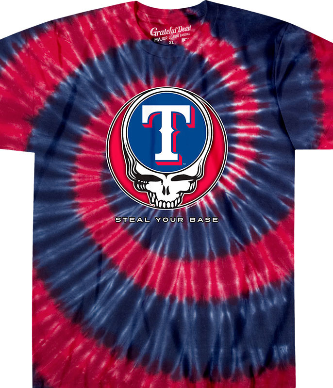 MLB Texas Rangers GD Steal Your Base Tie-Dye T-Shirt Tee Liquid Blue