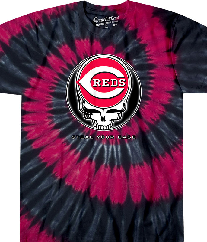 MLB Cincinnati Reds GD Steal Your Base Tie-Dye T-Shirt Tee Liquid Blue