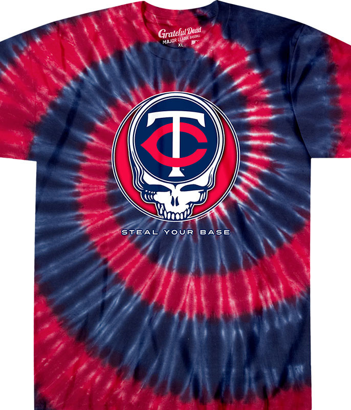 デッド！INDEPENDENT POOL TEE M MLB Minnesota Twins GD Steal Your Base Tie-Dye T-Shirt Tee Liquid Blue