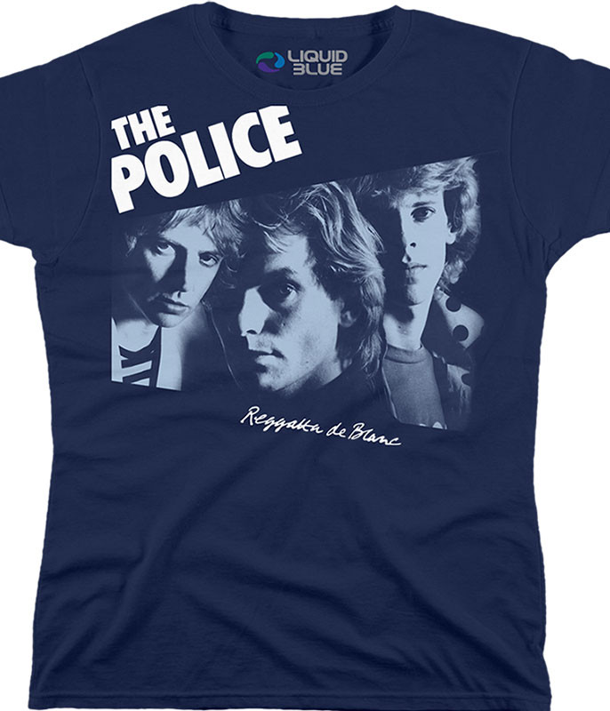 The Police Regatta De Blanc Navy Womens Long Length T-Shirt Tee Liquid Blue