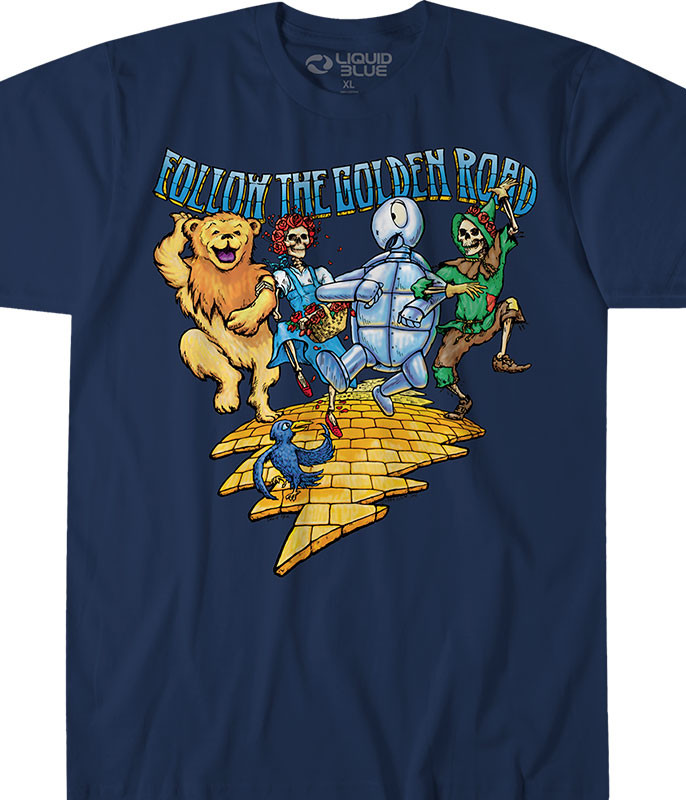 Grateful Dead Golden Road Navy T-Shirt Tee Liquid Blue