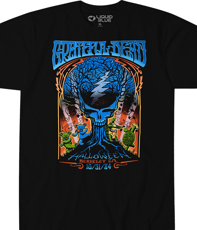 Grateful Dead Halloween Dead Black Athletic T-Shirt Tee Liquid Blue