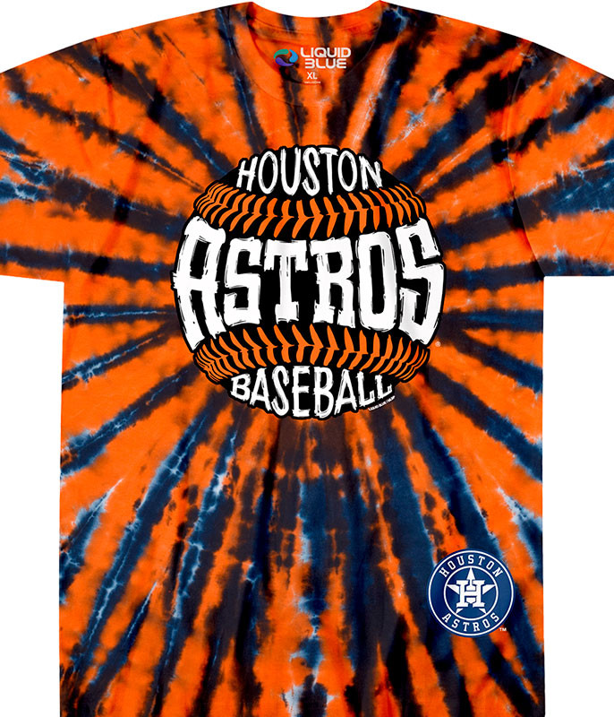 LIQUID BLUE Houston Astros 2022 World Series Champions V Tie-dye T