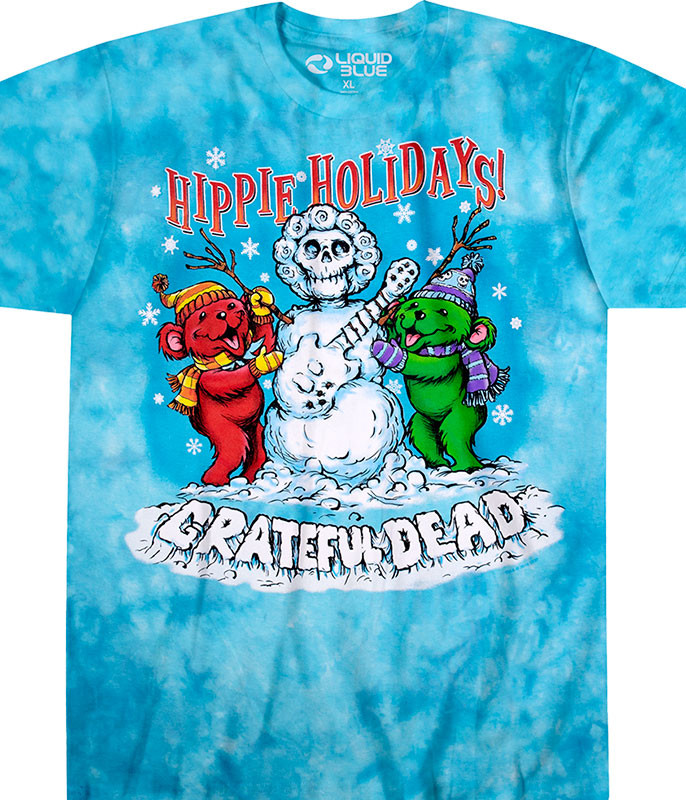 Grateful Dead Hippie Holidays Tie-Dye T-Shirt Tee Tee Liquid Blue