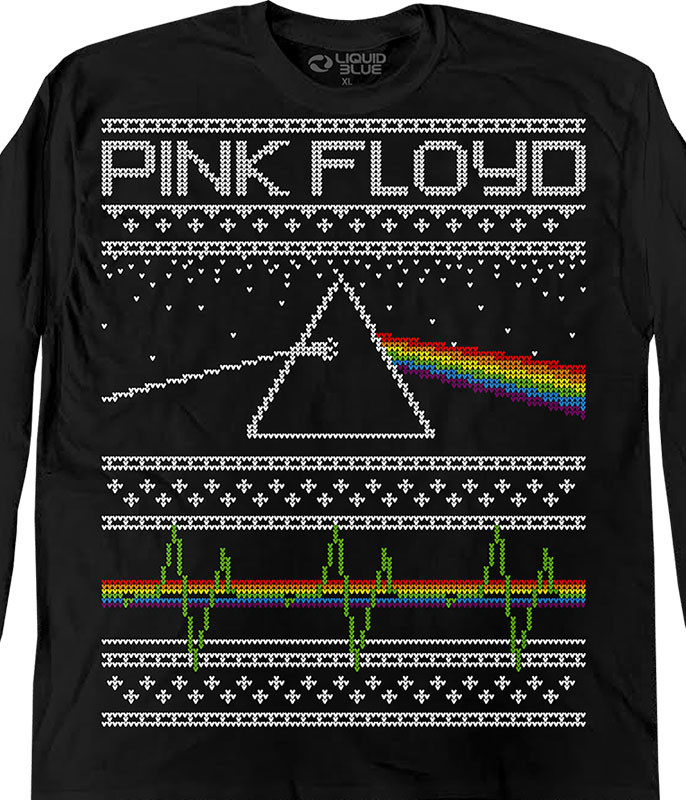 Pink Floyd Dark Side Xmas Sweater Black Long Sleeve T-Shirt Tee