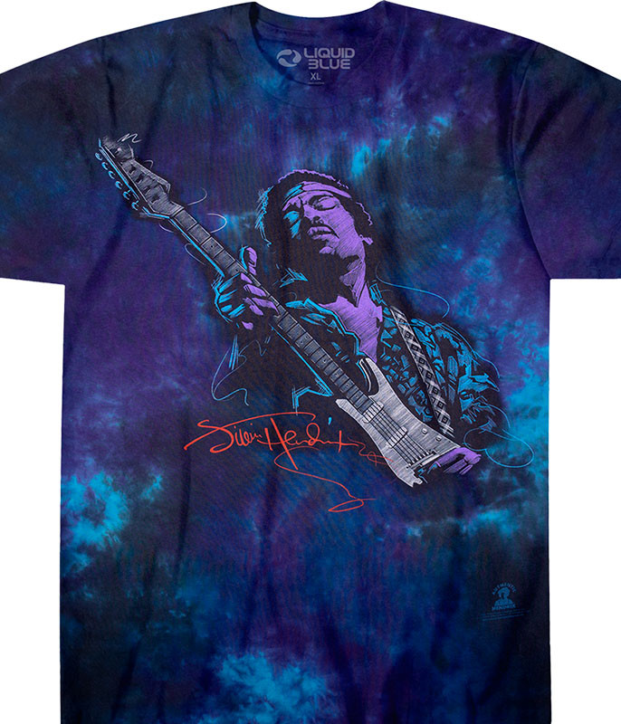 Jimi Hendrix Soul Power Tie-Dye T-Shirt Tee Liquid Blue