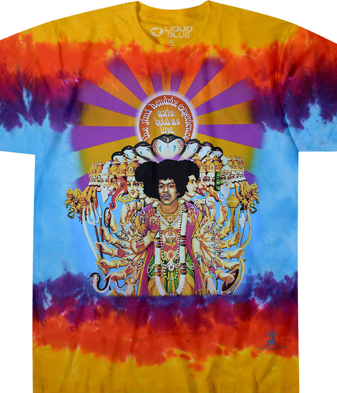 Jimi Hendrix Axis Bold As Love Tie-Dye T-Shirt Tee Liquid Blue