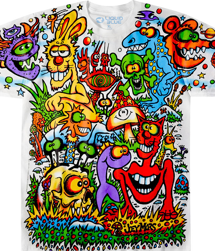 リキッドブルー  ヨーダTシャツ Light Fantasy Zidzoii Joey Mars White T-Shirt Tee Liquid Blue