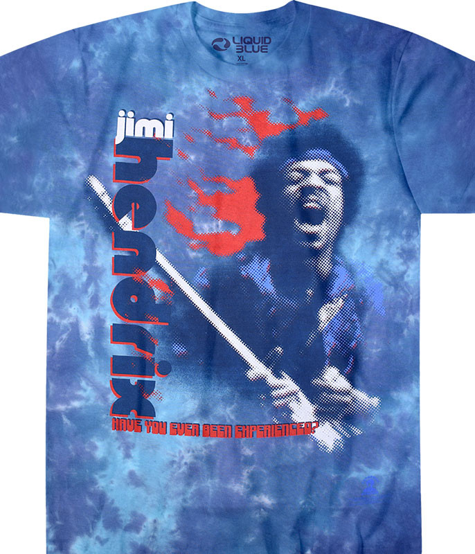 Jimi Hendrix Fire Tie-Dye T-Shirt Tee Liquid Blue