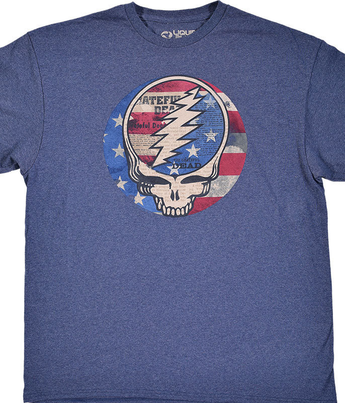 Grateful Dead USA Distressed SYF Blue Heather Poly-Cotton T-Shirt