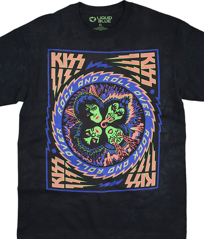 KISS Blacklight Tie-Dye T-Shirt Tee Liquid Blue