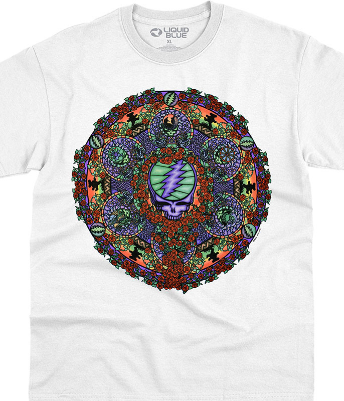 Grateful Dead Celtic Mandala White T-Shirt Tee Liquid Blue