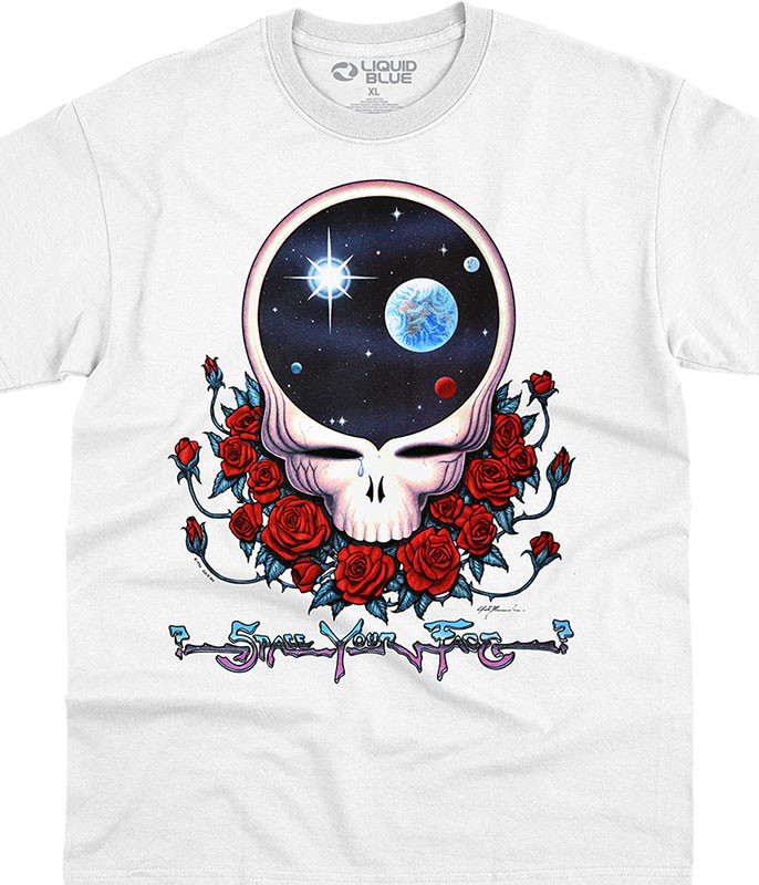 Grateful Dead GD Sketch White Athletic T-Shirt Tee Liquid Blue