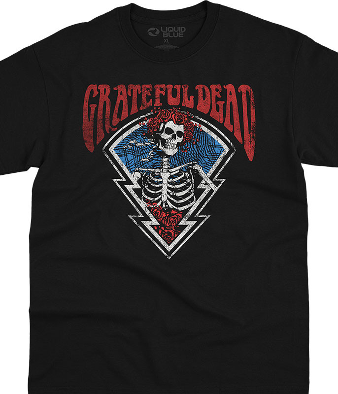 Grateful Dead Bertha Icon Black T-Shirt Tee Liquid Blue